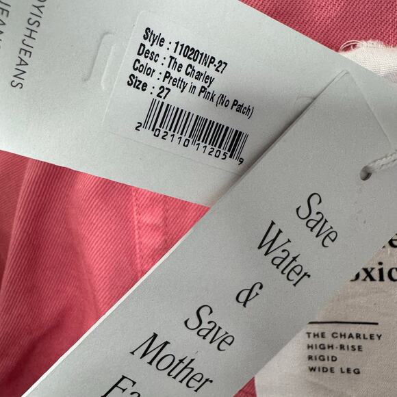 BOYISH The Charley Wide Leg in Pretty in Pink Coral Jeans High Rise Sz 27 New - Picture 11 of 13